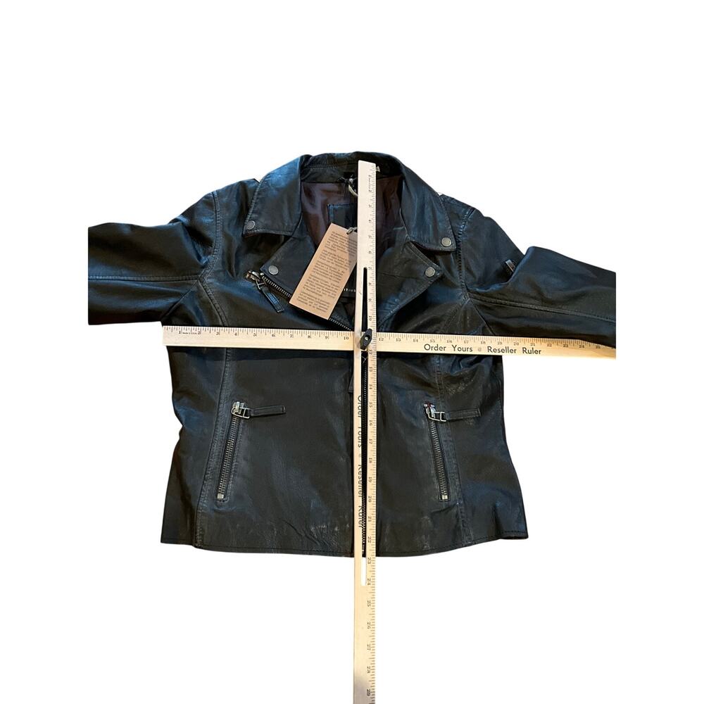 Mauritius Christy RF Leather Star Moto Jacket Zip-Up Black‎ Womens Size XL NWT - Picture 3 of 8